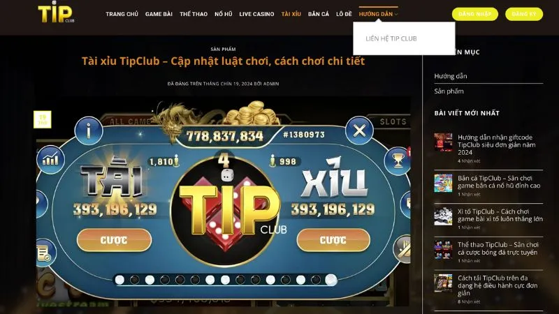 Game tài xỉu tại TipClub 